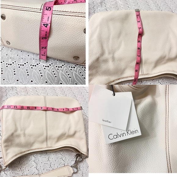 Calvin Klein Elegant White Leather Shoulder Bag - Picture 4 of 6